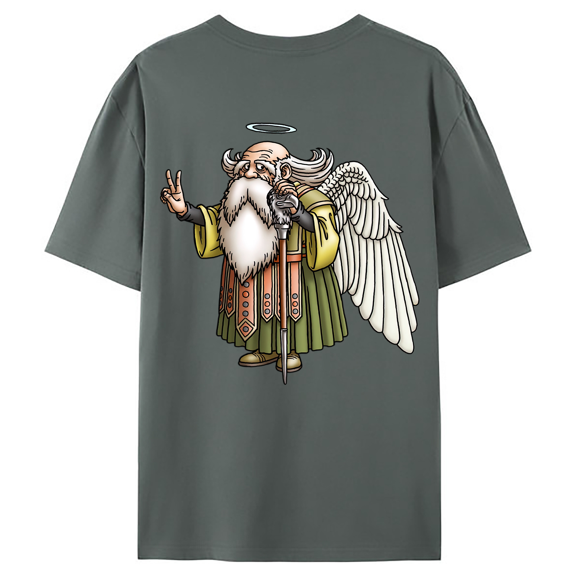 （画像用） ドラゴンクエスト Doragon Kuesuto Dragon Quest 綿100％ メンズ半袖Tシャツ（バックプリント） 通気性